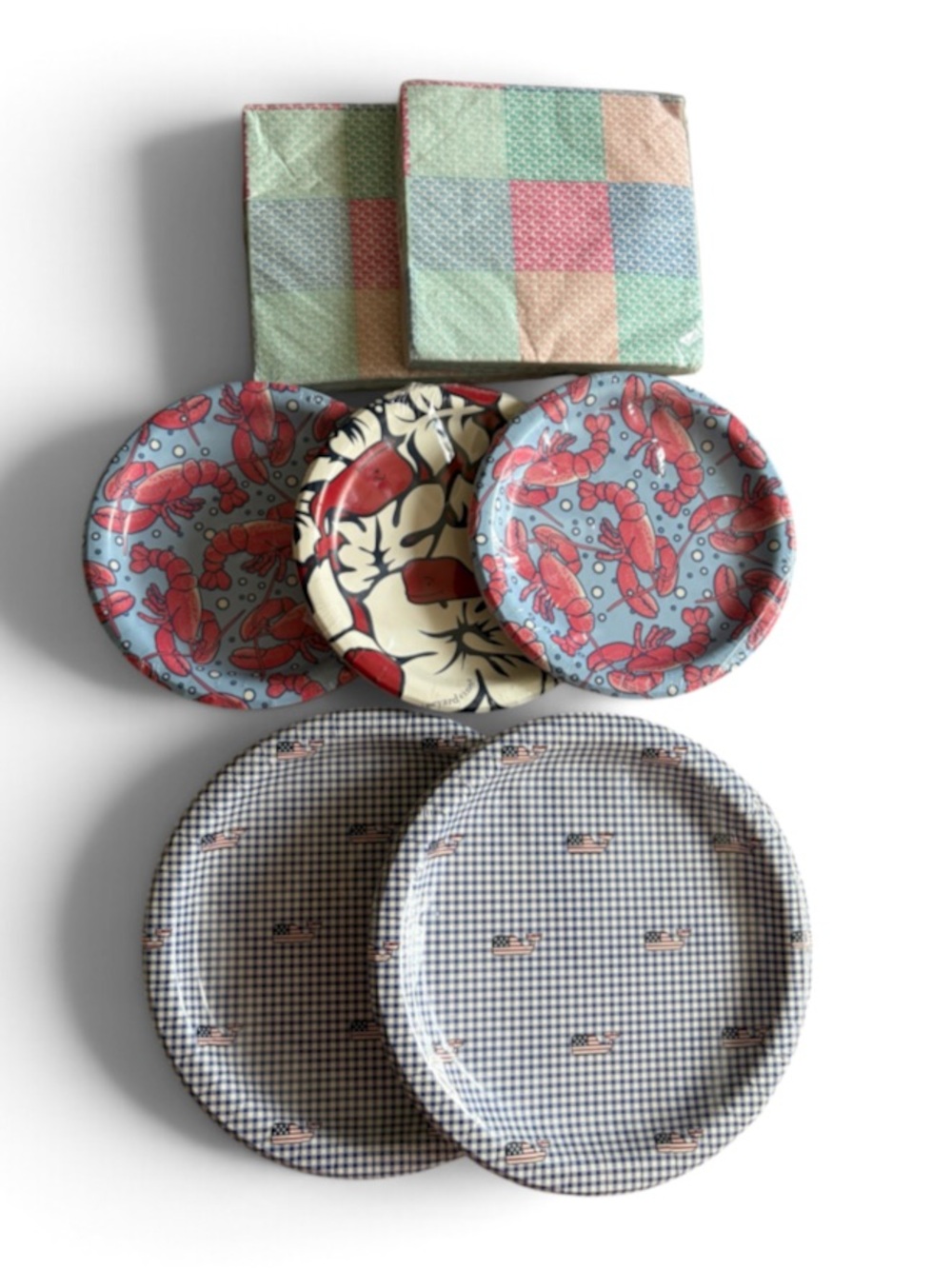 NWT Vineyard Vines Paper Plates & Napkins Lobster Whale Patchwork Hibiscus